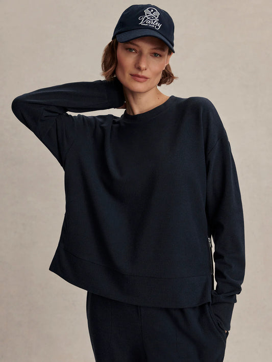 Horton Side Zip Sweat - Navy Marl