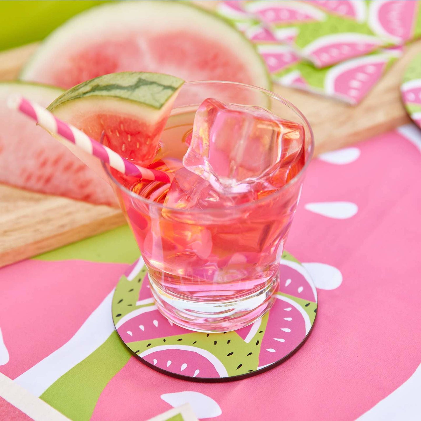 WATERMELON PARTY  Round Coasters, set of 4