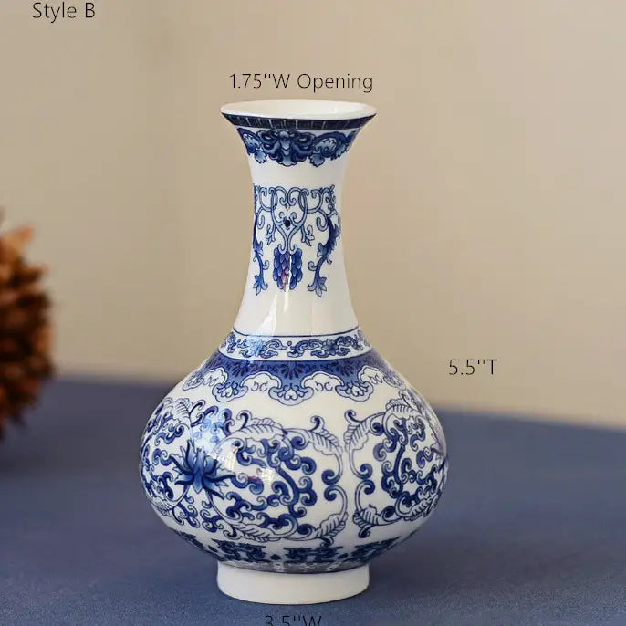 Chinoiserie Bud Vase, Porcelain Vases, Blue and White Vases