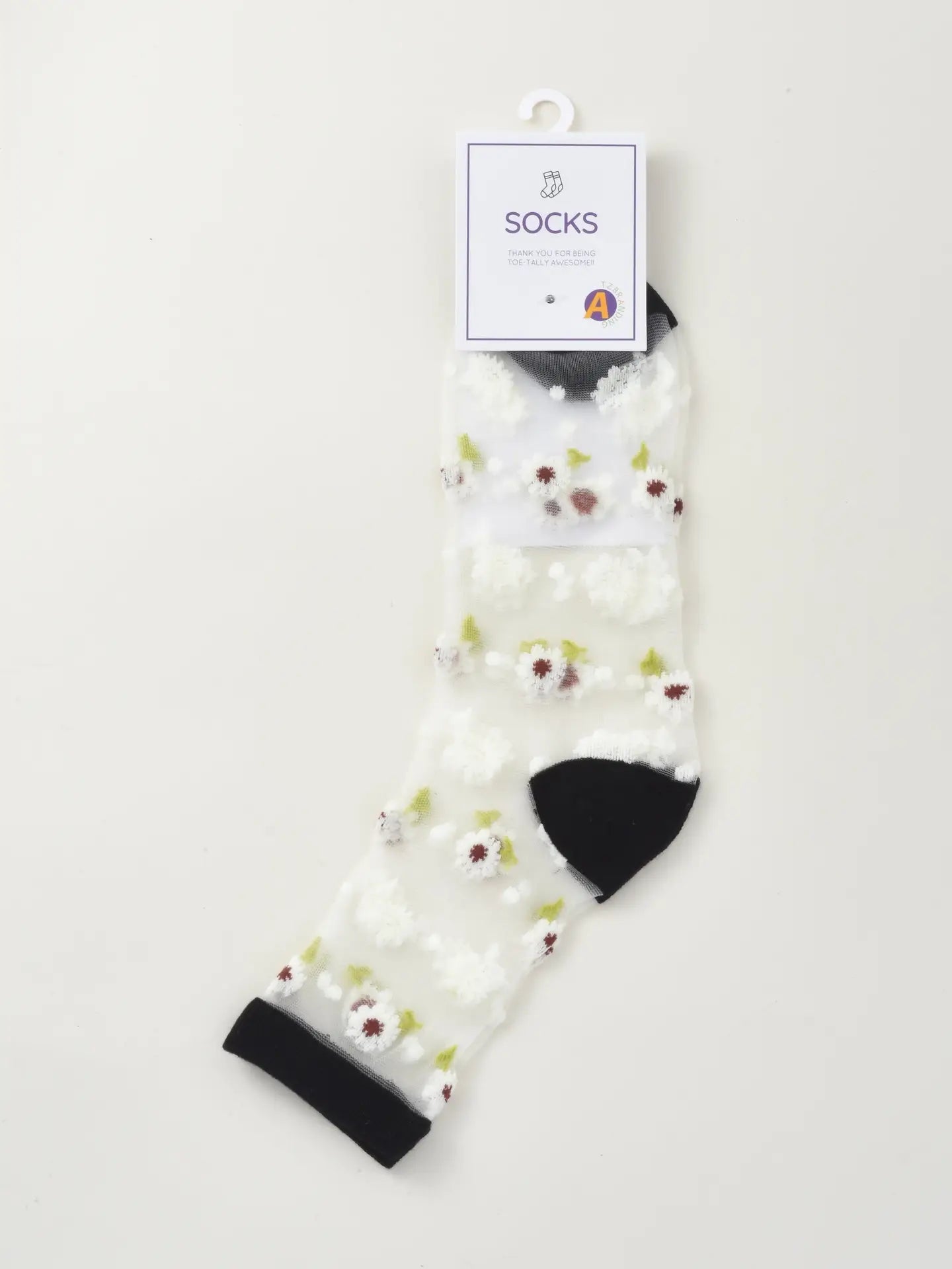 Rufia Soft Floral Mesh Sheer Crew Socks
