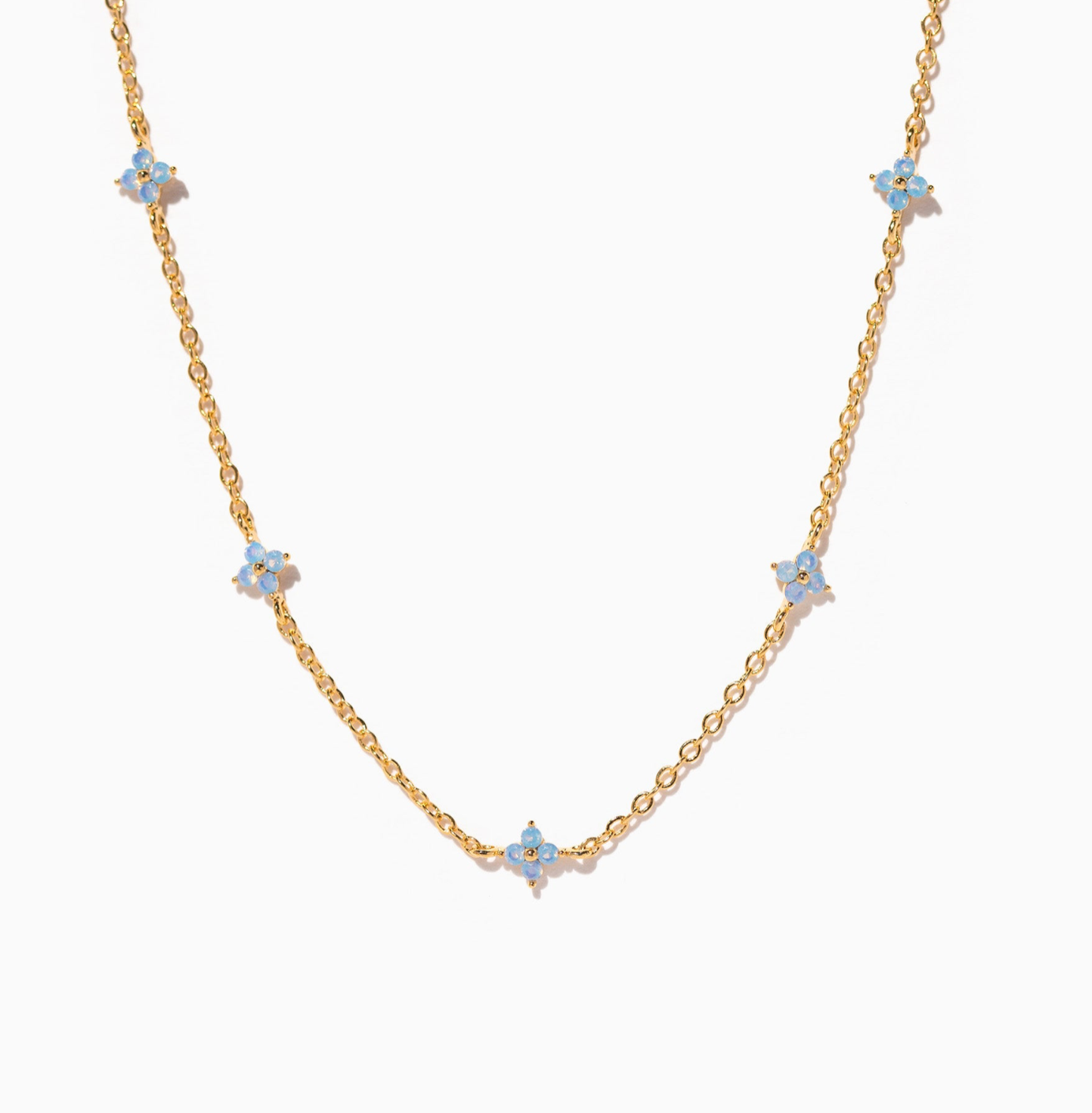 Blue Blossom Love Necklace: Gold