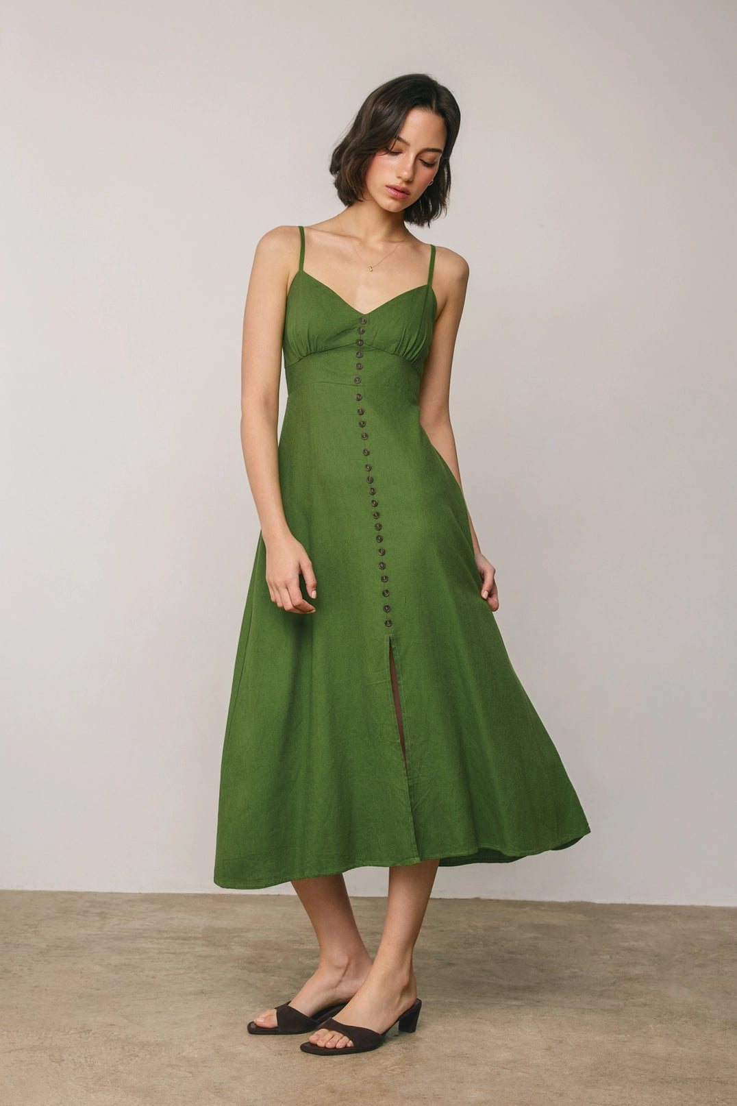 Heaven Sent Button Front Midi Dress