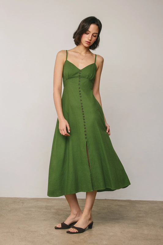 Heaven Sent Button Front Midi Dress