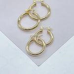 Load image into Gallery viewer, 18k Gold Filled Medium Thin Plain Hoop Earrings
