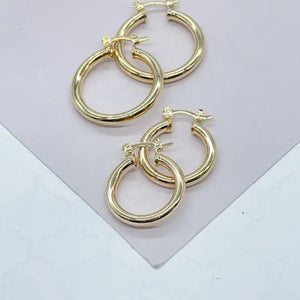 18k Gold Filled Medium Thin Plain Hoop Earrings