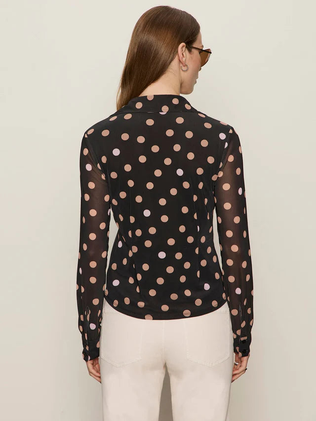 Fitted Mesh Button Down Top - Popspot