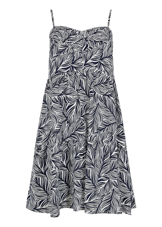 Geo Leaf Pintuck Mini Dress