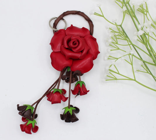 Large Leather Rose Bag Charm