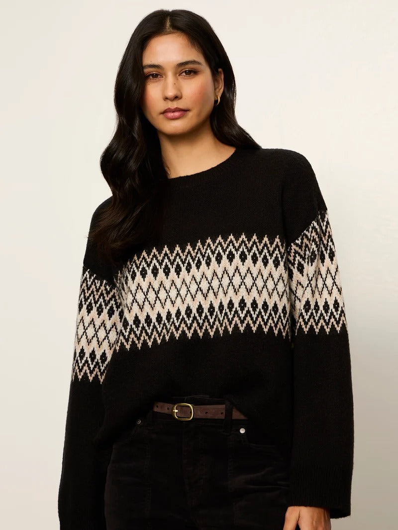 Argyle Crew Pullover Black Argyle