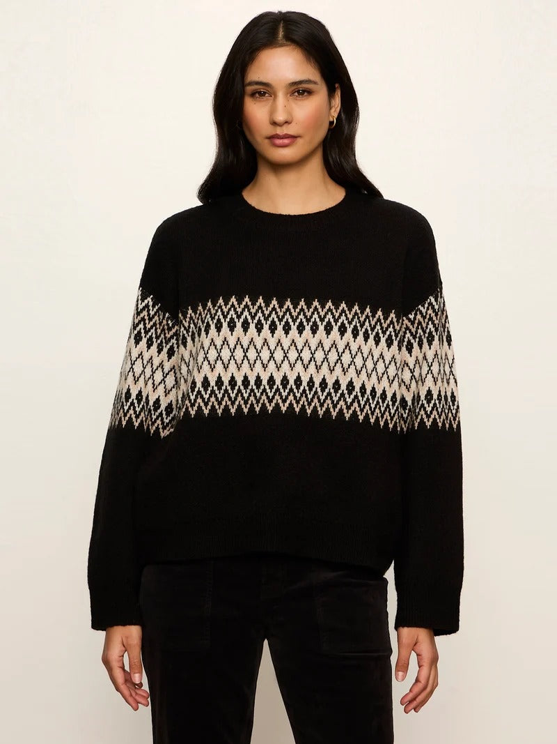 Argyle Crew Pullover Black Argyle