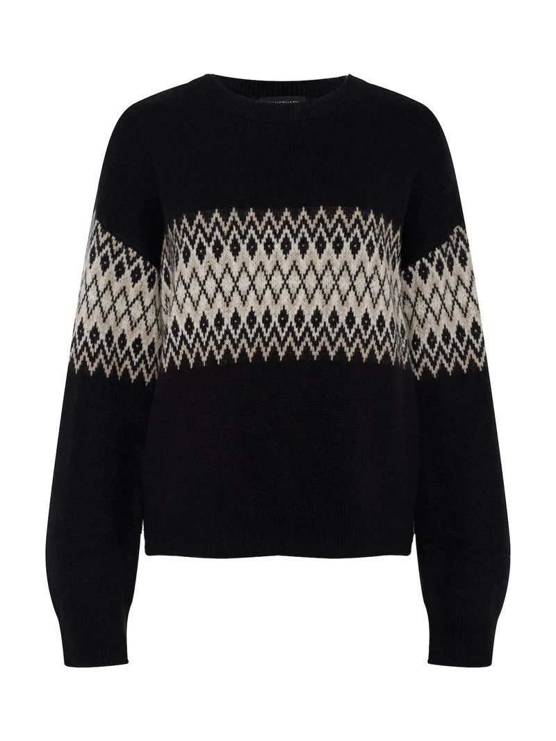 Argyle Crew Pullover Black Argyle