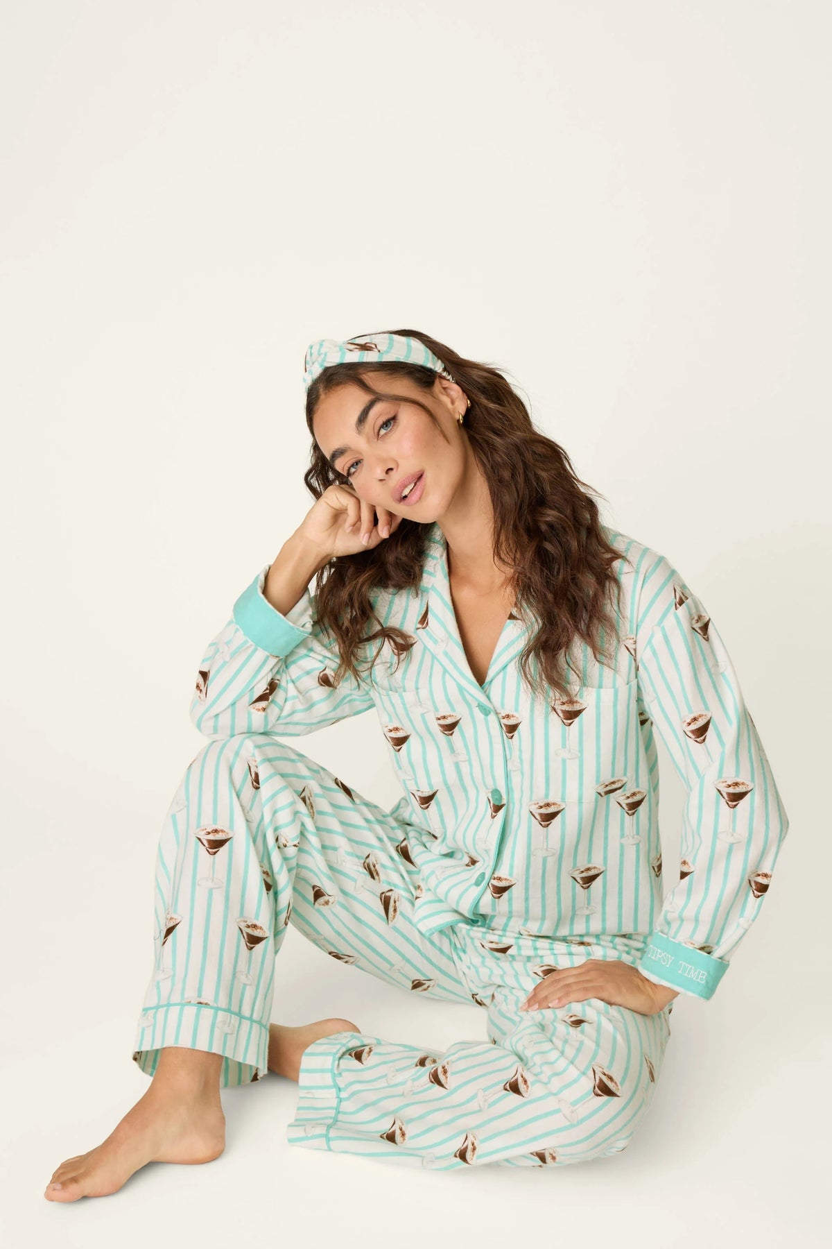 Espresso Martini Print 3-Piece Long Sleeve Flannel PJ Set