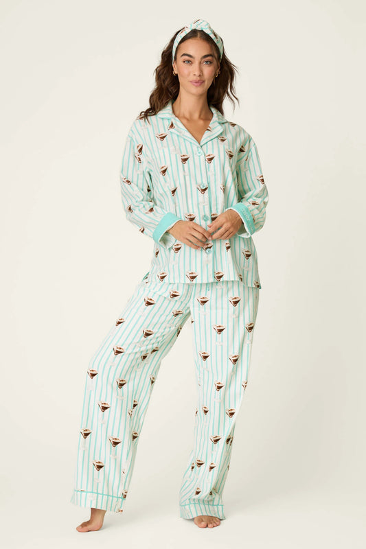 Espresso Martini Print 3-Piece Long Sleeve Flannel PJ Set