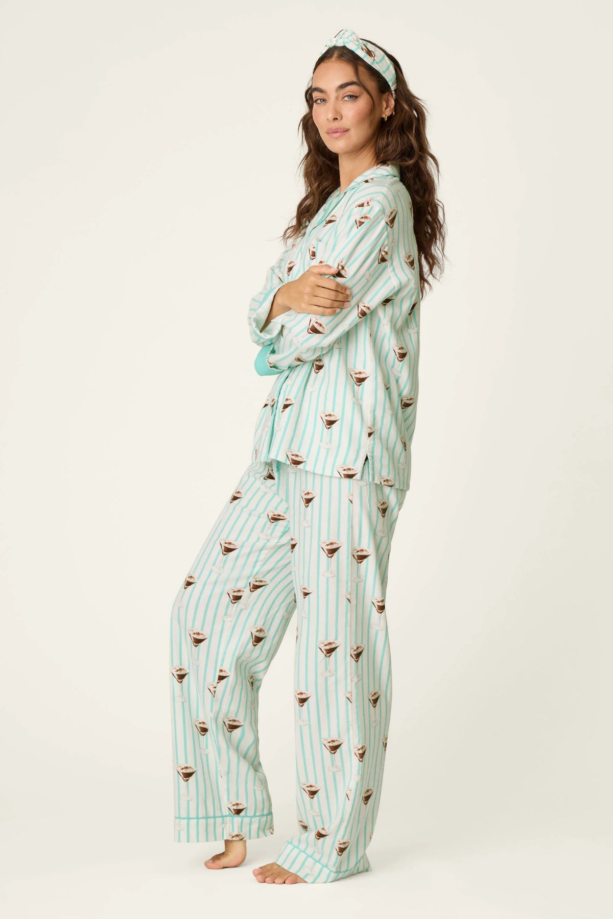 Espresso Martini Print 3-Piece Long Sleeve Flannel PJ Set