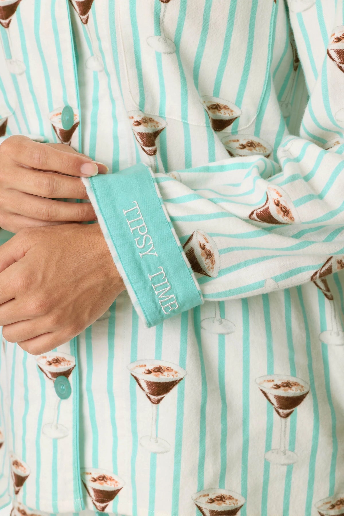 Espresso Martini Print 3-Piece Long Sleeve Flannel PJ Set