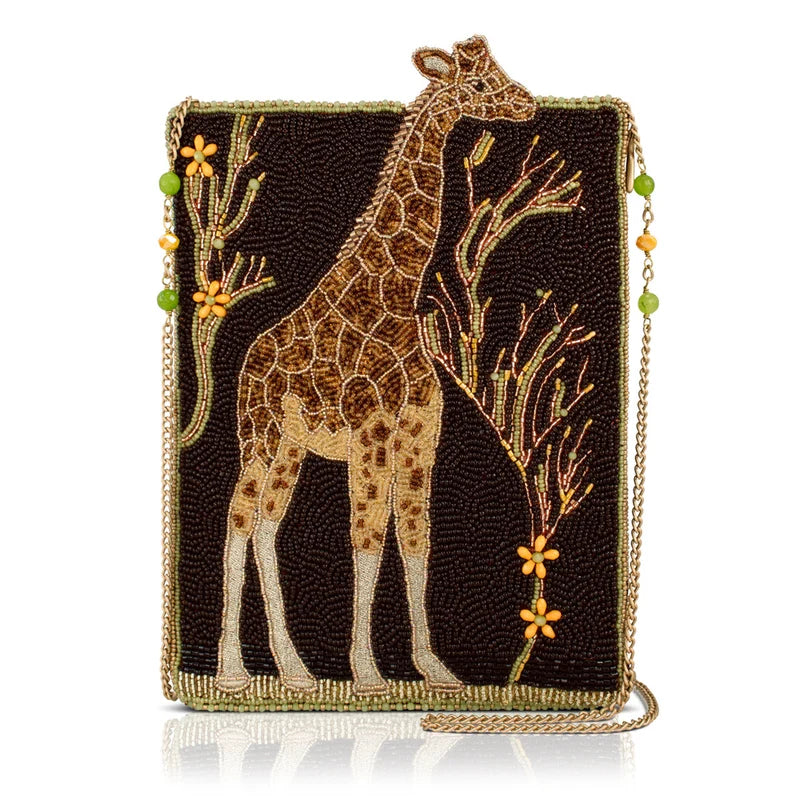 Reach For It Giraffe Beaded Crossbody Handbag