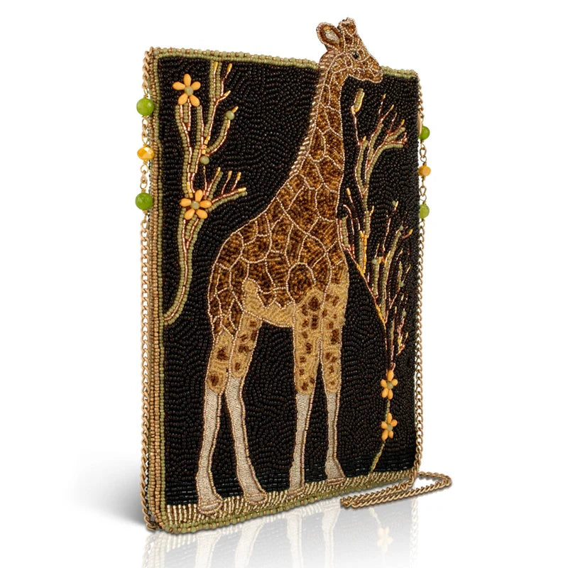 Reach For It Giraffe Beaded Crossbody Handbag