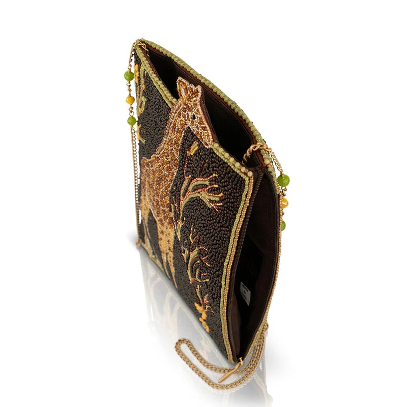Reach For It Giraffe Beaded Crossbody Handbag