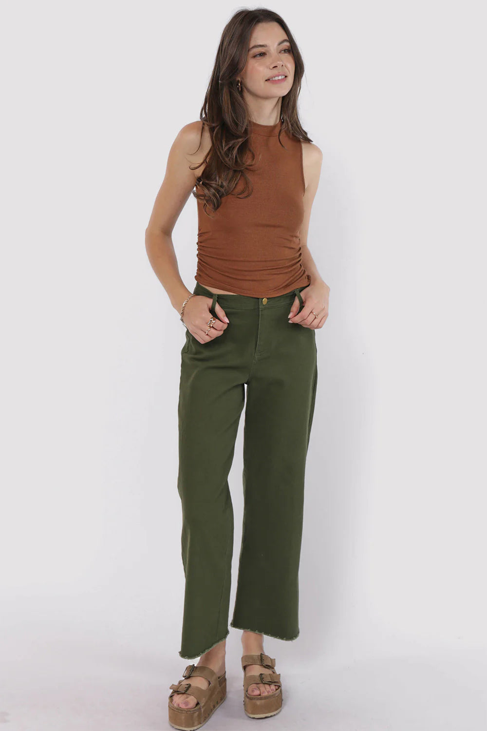 Ronan Mock Neck Ruched Knit Tank