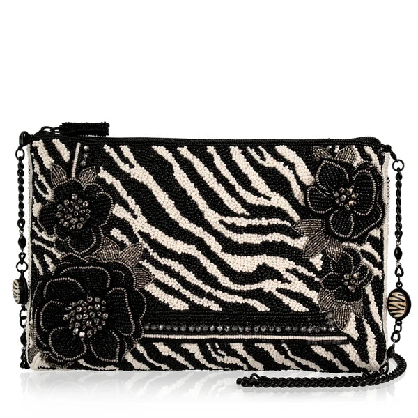 Primal Balance Zebra Floral Black and White Crossbody Bag