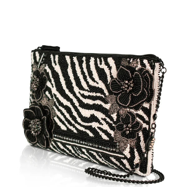 Primal Balance Zebra Floral Black and White Crossbody Bag