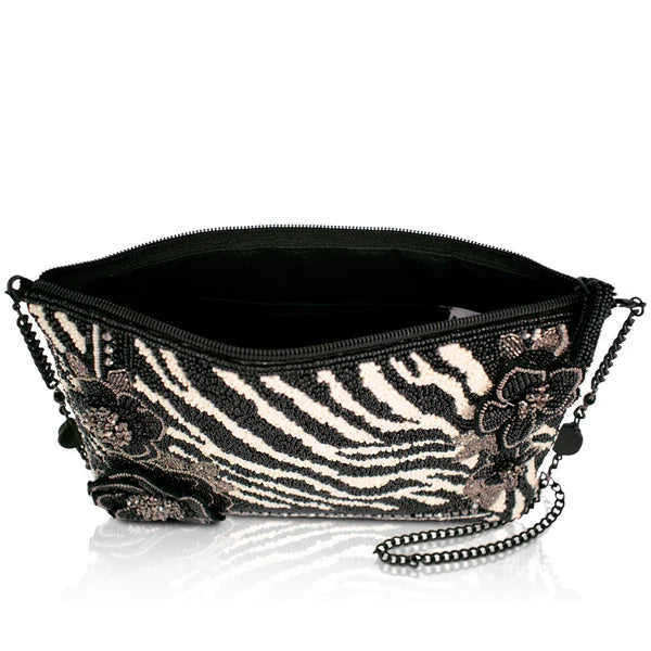 Primal Balance Zebra Floral Black and White Crossbody Bag