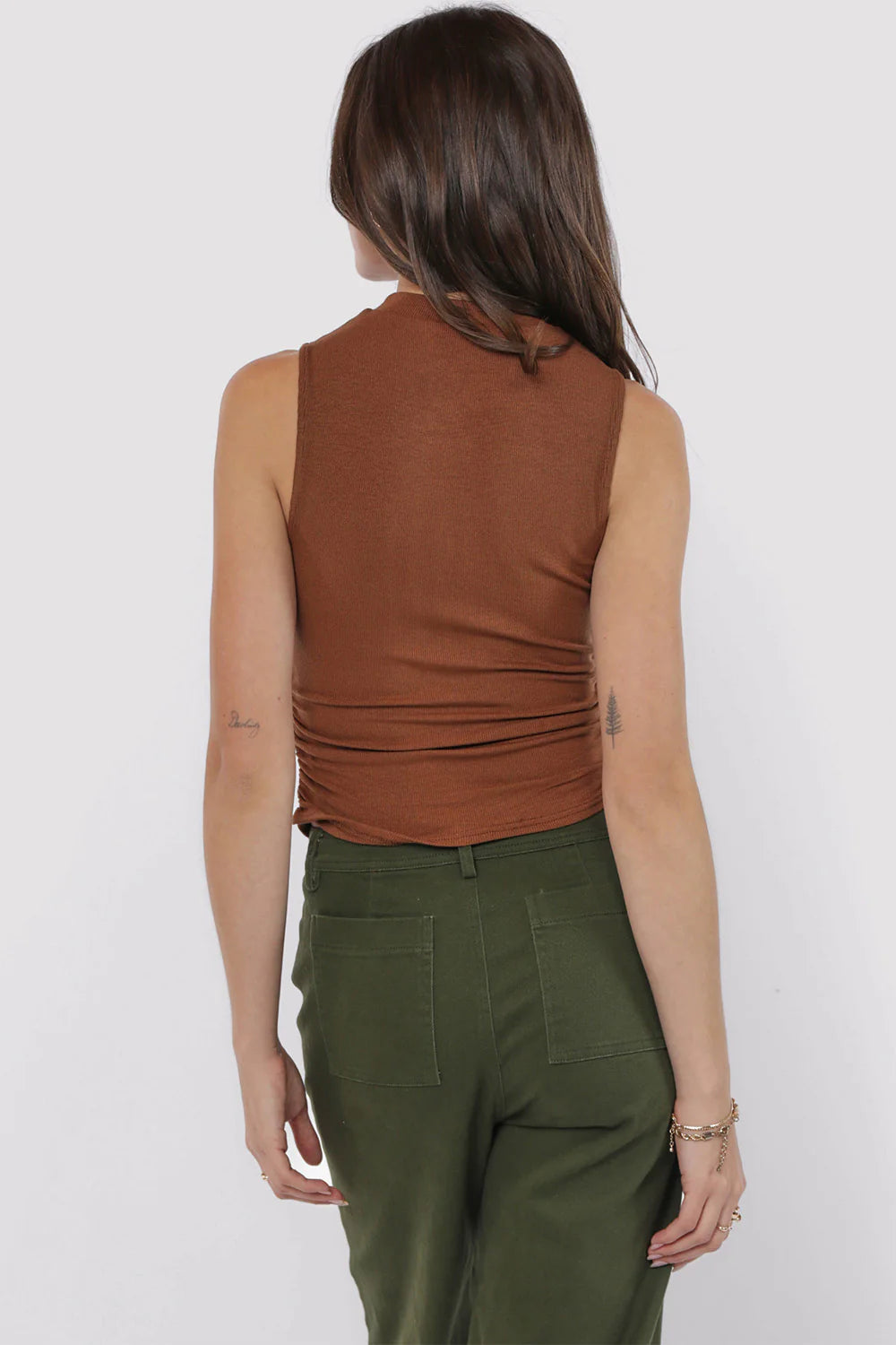 Ronan Mock Neck Ruched Knit Tank