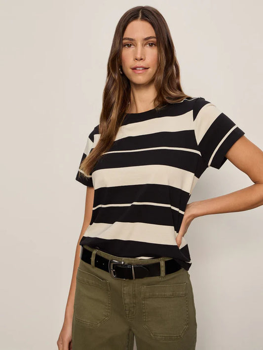 Timeless Tee - Vanilla Creme/Black Stripe