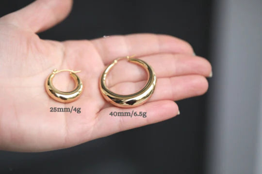 Thick Hollow Hoops 18K Gold Filled