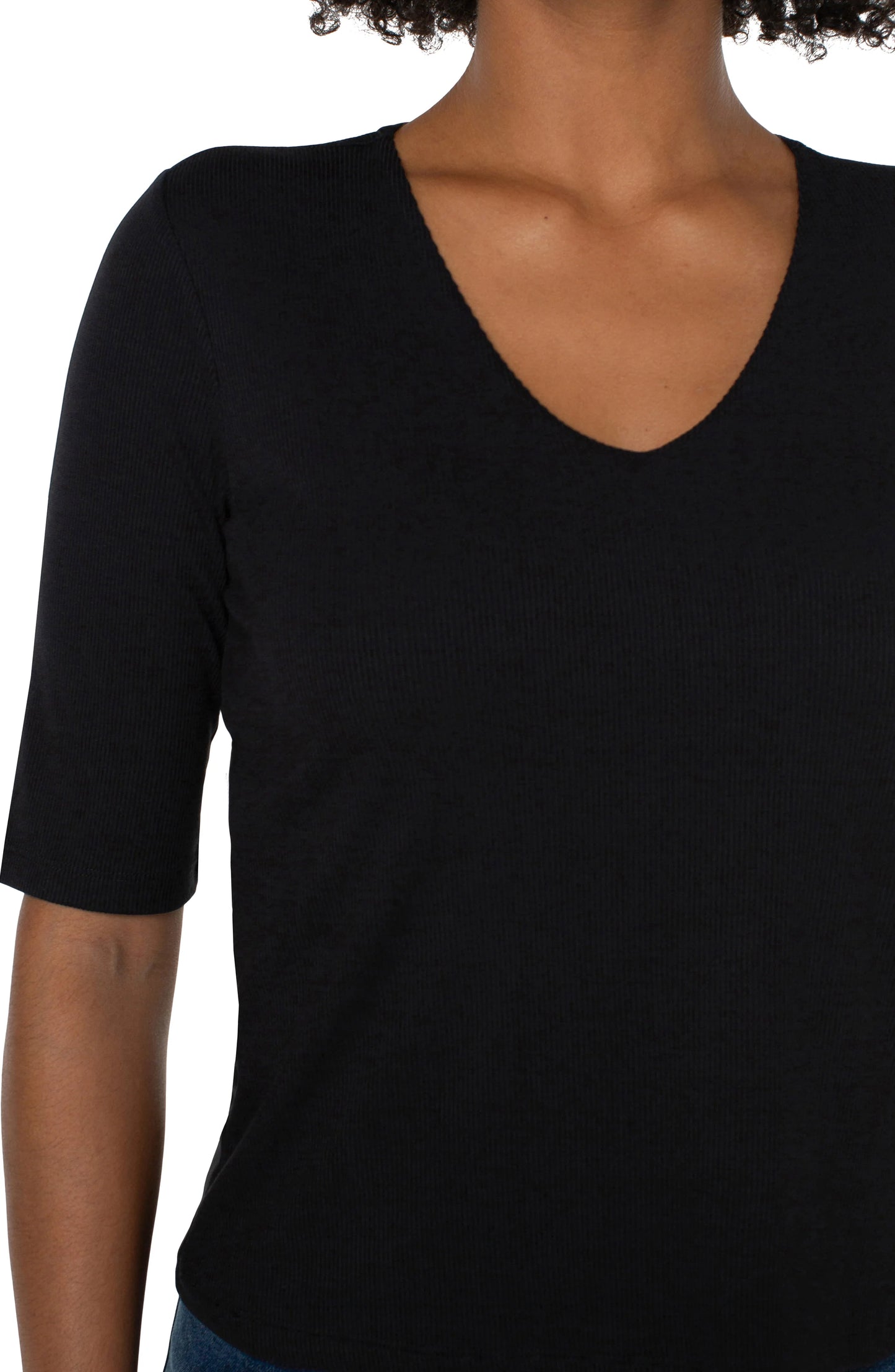 Double Layer V-neck Rib Knit Top