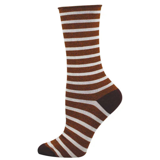 Bamboo Sailor Stripe Roll Top Women's Socks