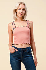Load image into Gallery viewer, Lacey Ribbed Tank Top
