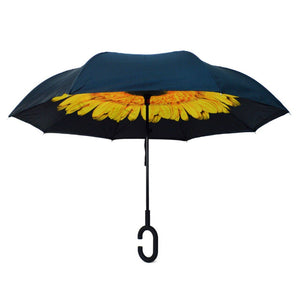 Yellow Flower Double Layer Inverted Umbrella