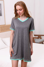 Load image into Gallery viewer, V-Neck Short Sleeve Lounge Dress
