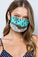 Load image into Gallery viewer, Face Masks Linen Blend Mint Floral
