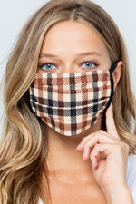 Load image into Gallery viewer, Face Masks Brown Plaid
