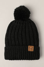 Load image into Gallery viewer, Winter Rib Knitted Sherpa Lined Pom Pom Beanie Hat

