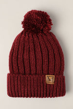 Load image into Gallery viewer, Winter Rib Knitted Sherpa Lined Pom Pom Beanie Hat
