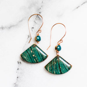 Turquoise Marble Fan Earrings