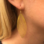 Load image into Gallery viewer, Golden Eclipse Feather Earrings
