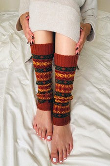 Knit Leg Warmers Printed Colors