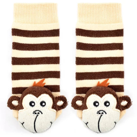 Monkey Boy Boogie Toes Rattle Toddler Socks