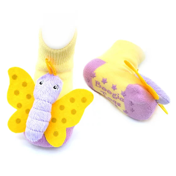 Butterfly Boogie Toes Rattle Toddler Socks