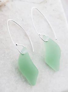Eco Sea Glass Marquis Splash Earrings - Peridot Green