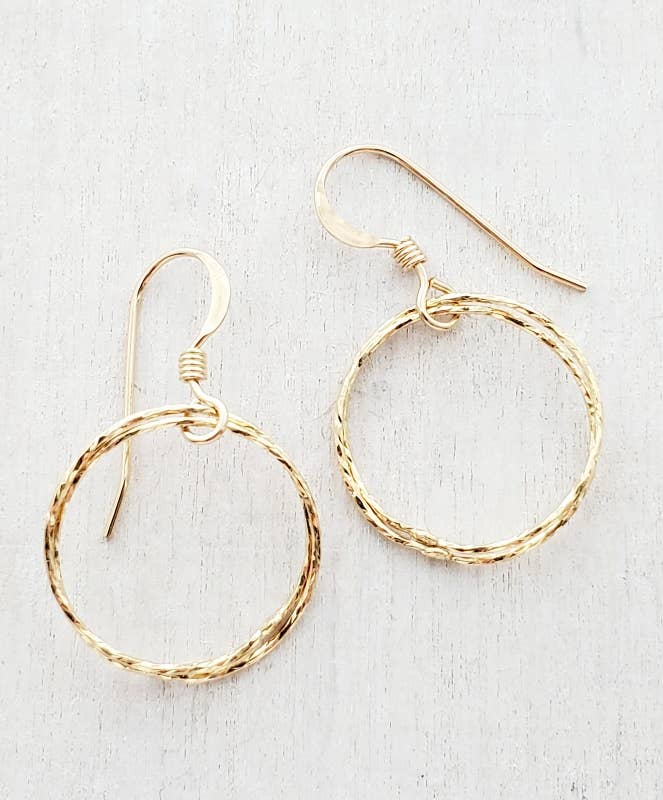 Gold Diamond Cut Circle Earrings
