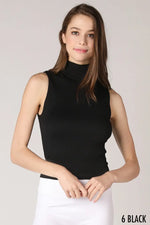 Load image into Gallery viewer, Ribbed Turtleneck Sleeveless Top
