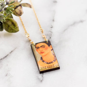 Frida Kahlo Vintage Postage Stamp Necklace