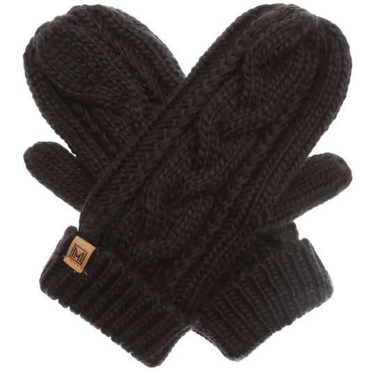 Winter Gloves Cable Knit Mittens with Fleece Lined