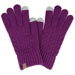 Cable Knitted Smart Touch Gloves