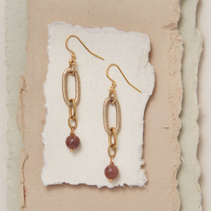 ARTEMIS Earrings | Elongated Chain Link with Stone